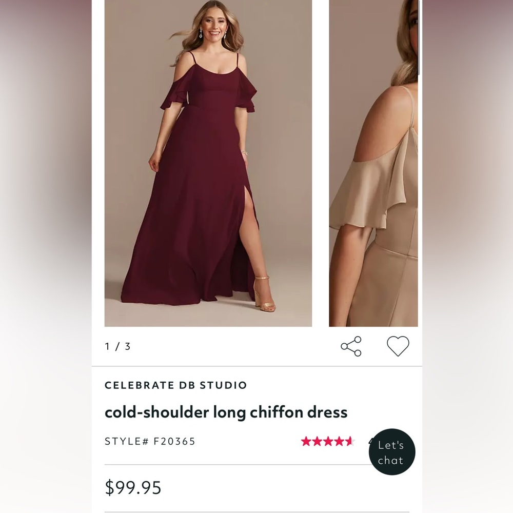 DB Studio chiffon dress size 14 from David’s Bridal. Wine/maroon/burgundy